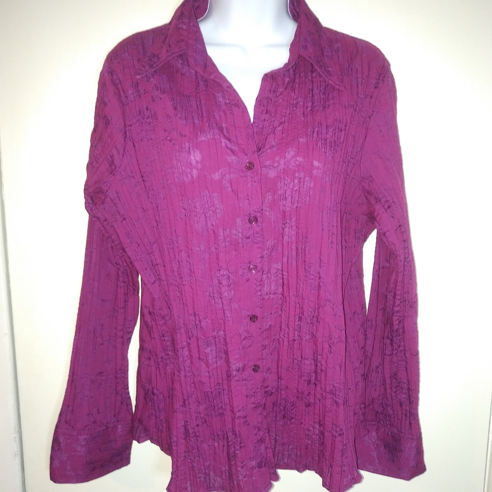 Apt. 9 rich pink long sleeve blouse, size XL